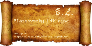 Blazsovszky Lőrinc névjegykártya